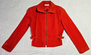 Jonathan Michael Burnt Orange Wool Blend Full-Zip Peplum Jacket Blazer Sz M Vtg